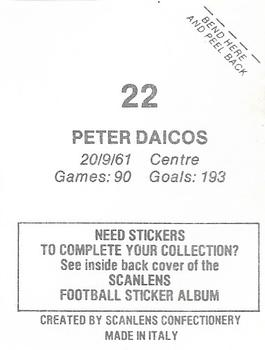 1984 Scanlens VFL Stickers #22 Peter Daicos Back